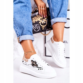 Scarpe Sportive Donna Sneakers Con Mosca Bianche Dorate Amour bianco 2