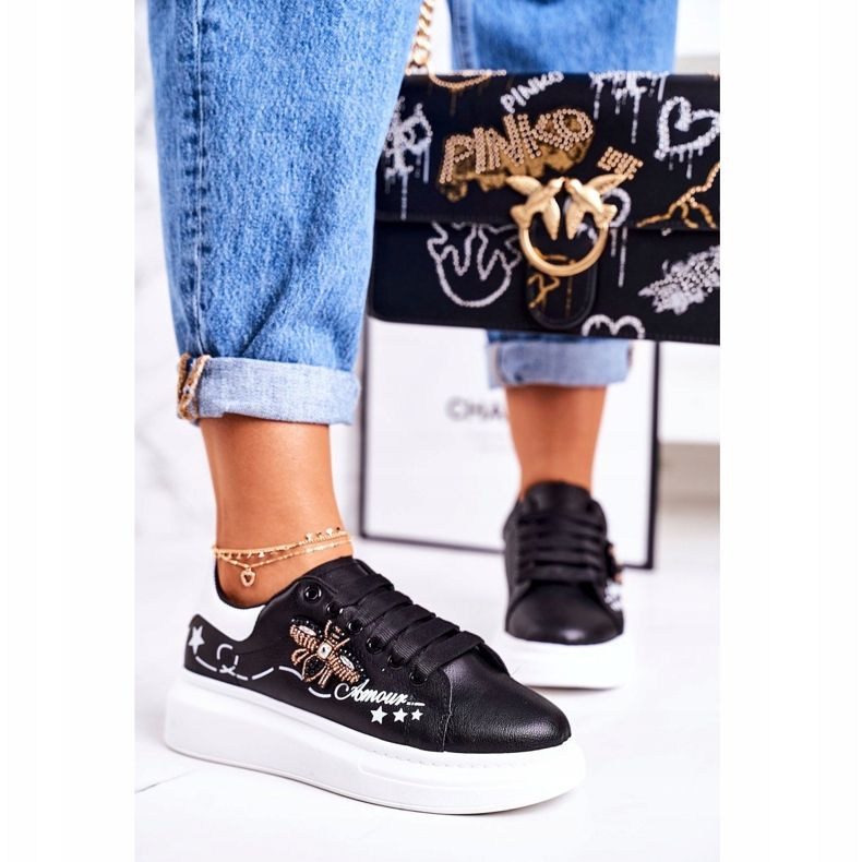 Scarpe Sportive Da Donna Sneakers Con Una Mosca Nero Amour 2