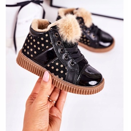 Linshi Stivaletti Caldi Bambini Sneakers A Pois Neri Anastasia nero 2