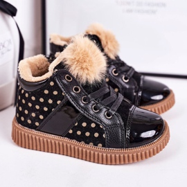 Linshi Stivaletti Caldi Bambini Sneakers A Pois Neri Anastasia nero 1