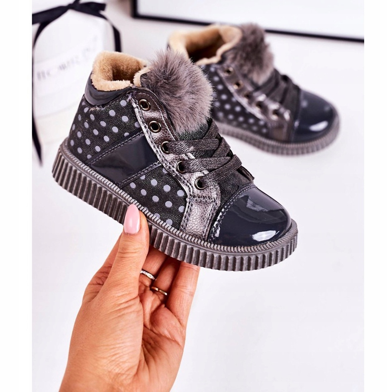 PL1 Sneakers da bambino Warm Boots a pois grigie Anastasia grigio 2