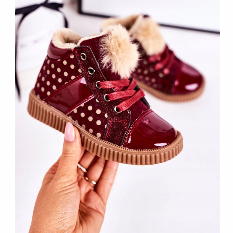 PL1 Stivaletti Caldi Bambini Sneakers In Pois Rosso Anastasia 2