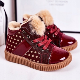 PL1 Stivaletti Caldi Bambini Sneakers In Pois Rosso Anastasia 1