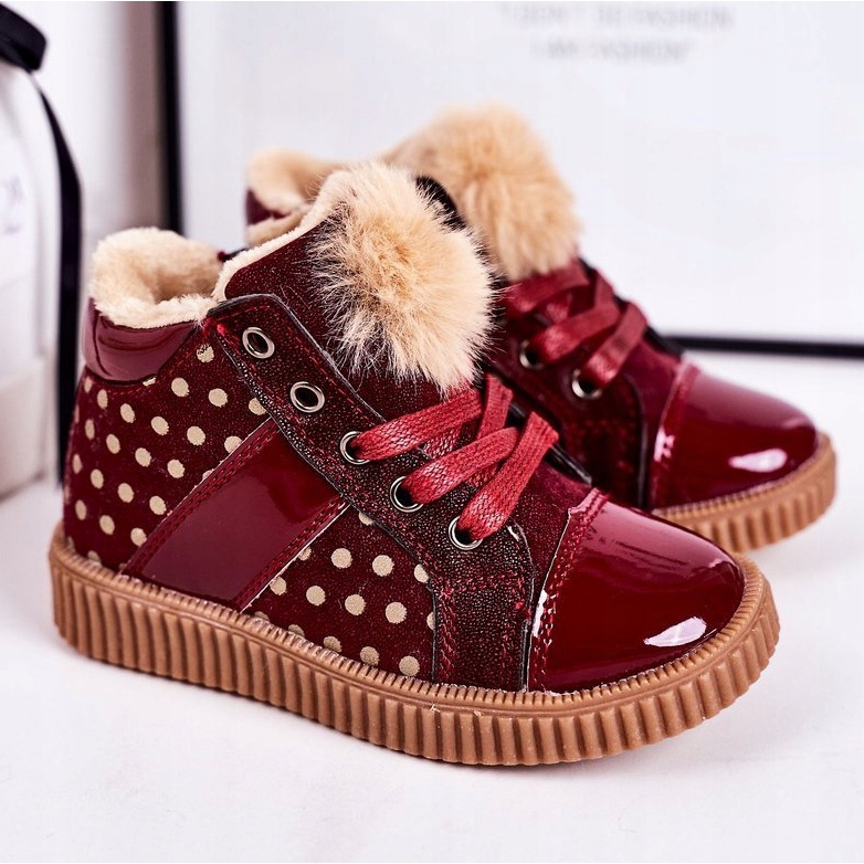 PL1 Stivaletti Caldi Bambini Sneakers In Pois Rosso Anastasia 1