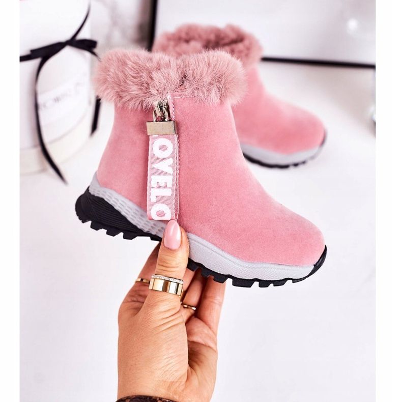 Linshi Stivali Da Neve Caldi Per Bambini Con Pelliccia Rosa Love-Love 2