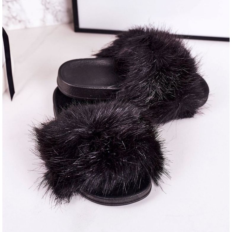 PS1 Pantofole in pelliccia per bambini Fashionista nere nero 1