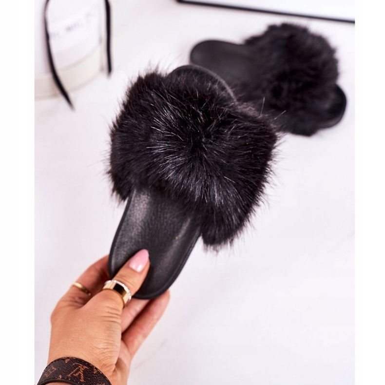 PS1 Pantofole in pelliccia per bambini Fashionista nere nero 2