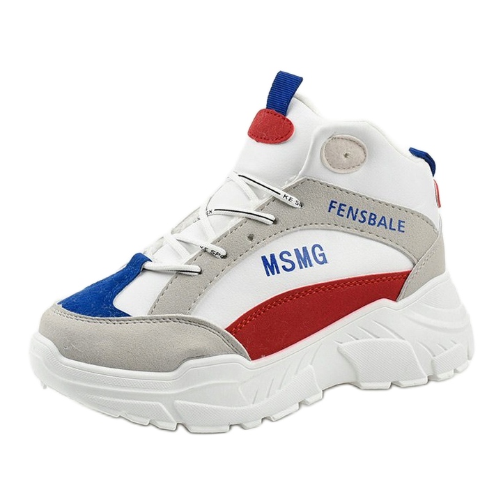 Sneakers bianche, sneakers in denim isolate bianco multicolore 1