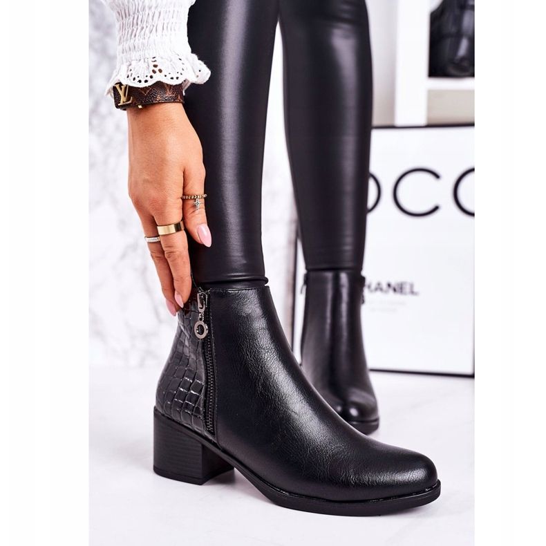 PJ1 Stivali caldi da donna con tacco alto Stampa animalier Nero Fiducia 2