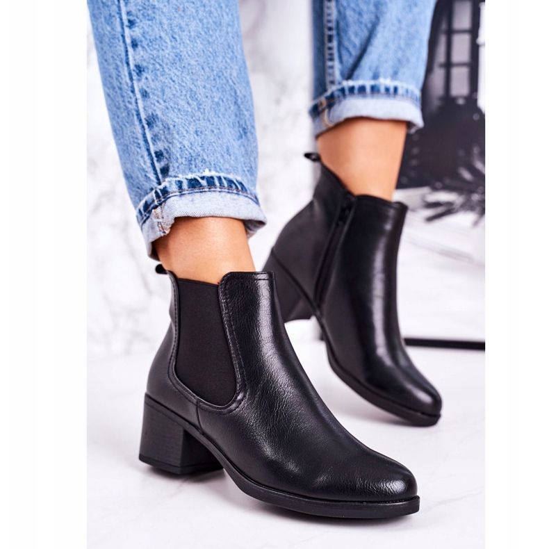 Stivali caldi da donna Stivali Jodhpur con tacco Nero Forevermore 2