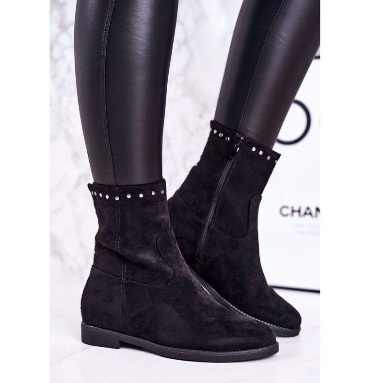 PJ1 Stivali isolanti neri da donna con strass in pelle scamosciata Performance nero 2