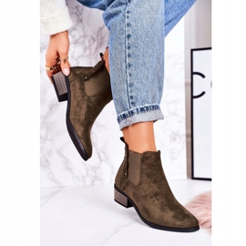 PJ1 Stivaletti Chelsea classici da donna Stivaletti Walker in pelle scamosciata verde scuro cachi 2