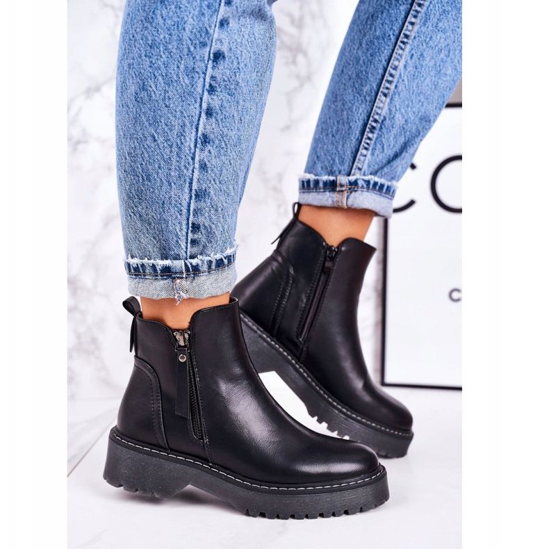 PJ1 Stivali caldi da donna su una suola in gomma Black Moon Walk nero 2