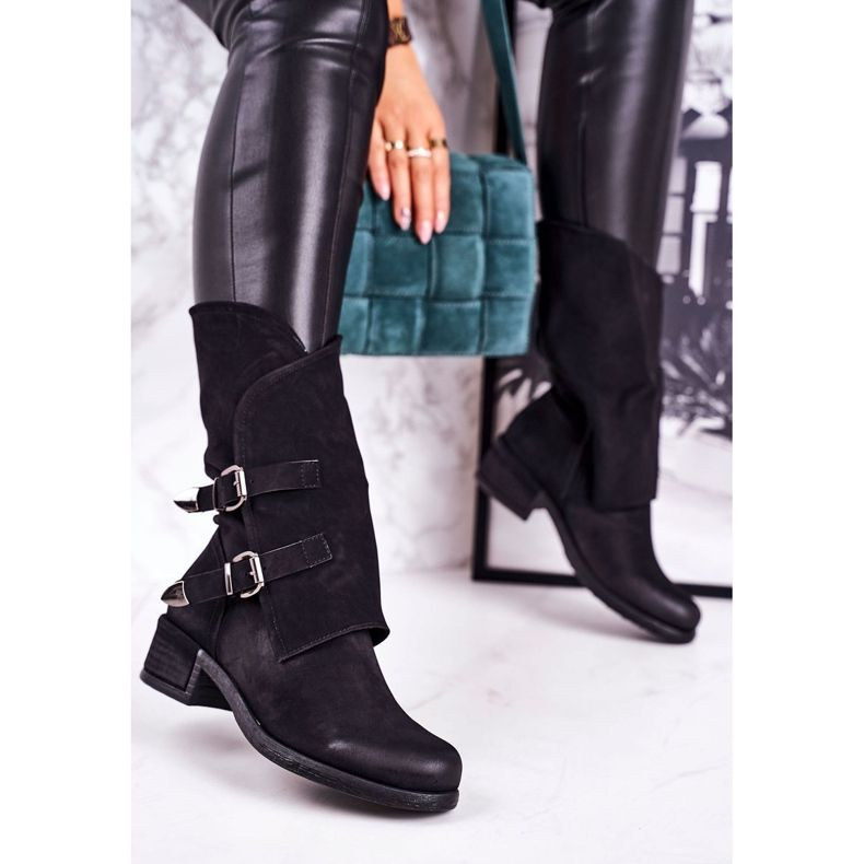 PS1 Stivali Caldi Da Donna Con Fibbie Nero Cassidy 1