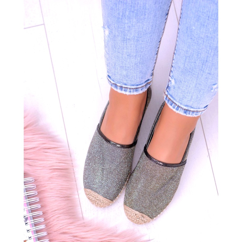 Lu Boo Glitter Espadrillas Slip On da donna Miravet grigio d'oro 2