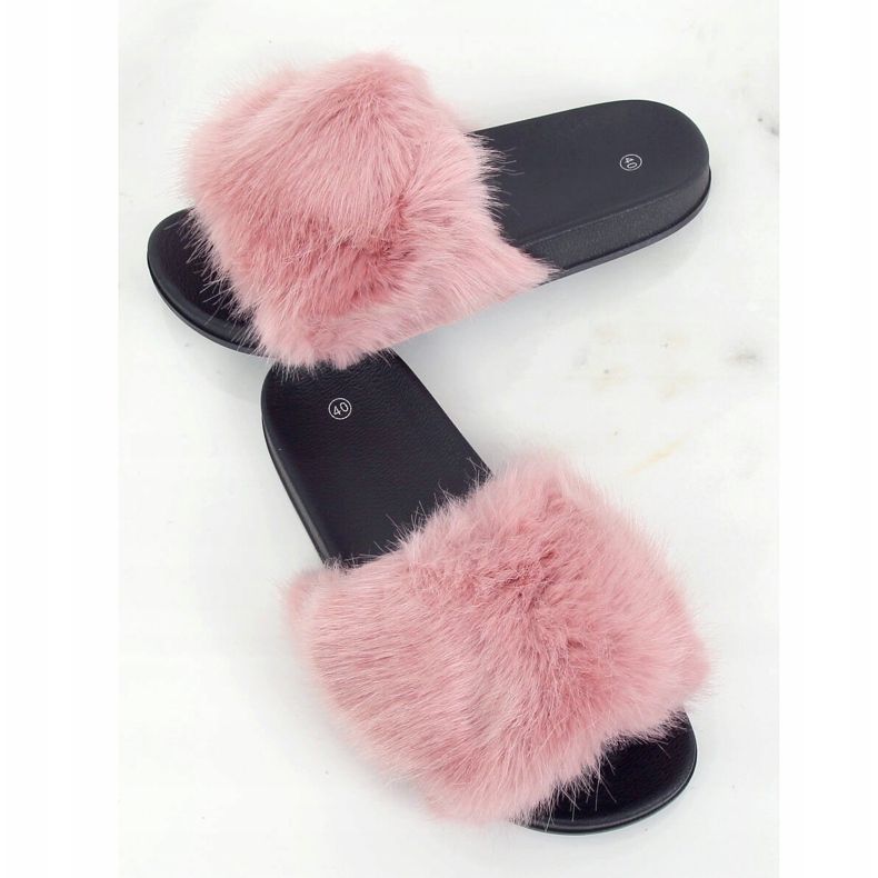 Ciabatte con pelliccia rosa sporco CK107P D.PINK 1