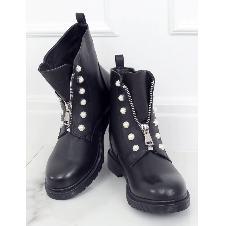 Stivali militari neri con perle 8296 Black nero 1
