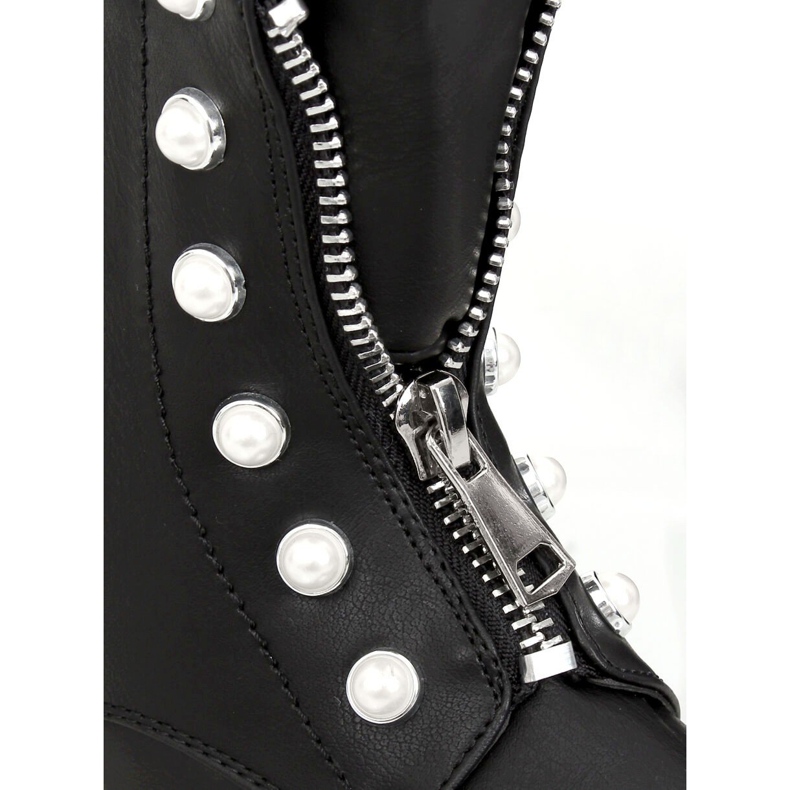Stivali militari neri con perle 8296 Black nero 2