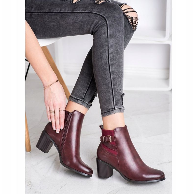 Ideal Shoes Stivali casual bordeaux rosso 1