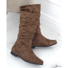 Stivali da donna tacco piatto J19-92 Khaki cachi verde 1