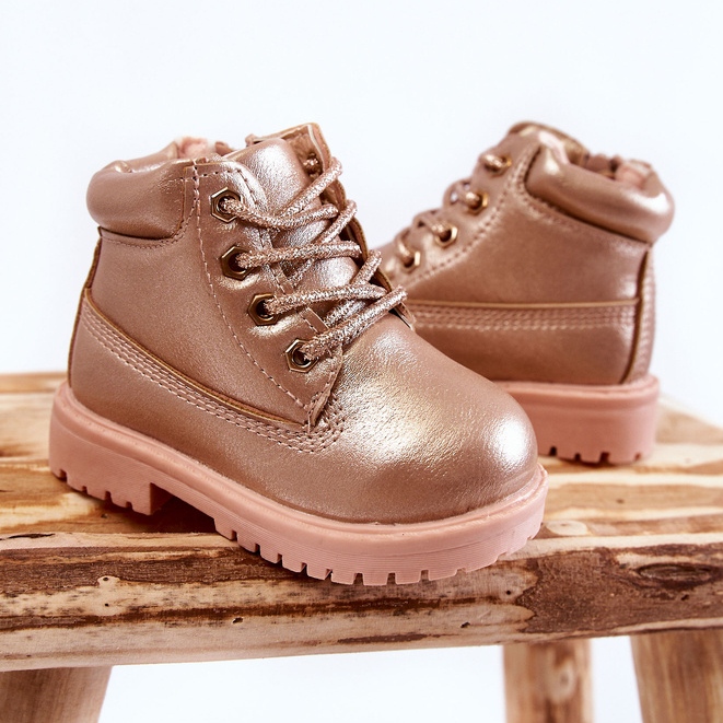 FRROCK Stivali Trappers Bambini Oro Rosa Dexter 2
