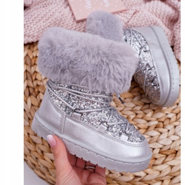 FRROCK Stivali Da Neve Caldi Per Bambini Con Pelliccia Argento Nicola 1