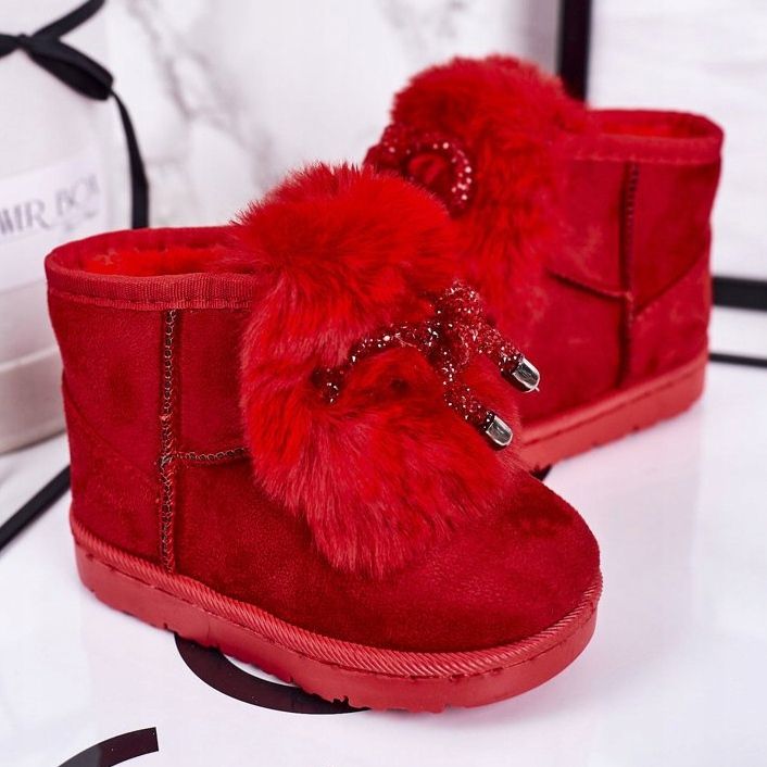 Doposci Bambino con Pelliccia Scamosciato Rosso Amelia 1