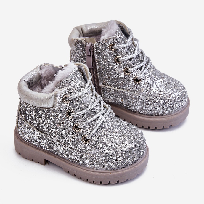 Stivali da bambino in broccato caldo Trappers Silver Mermaid argento 1
