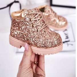 Stivali da bambino in broccato caldo Trappers Pink Gold Mermaid rosa d'oro 2