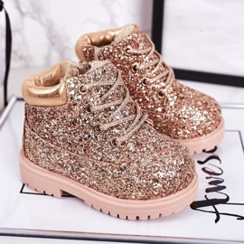 Stivali da bambino in broccato caldo Trappers Pink Gold Mermaid rosa d'oro 1