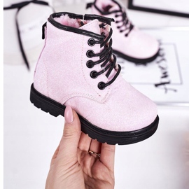 Stivali da bambino in broccato caldo Trappers rosa Ariel 1