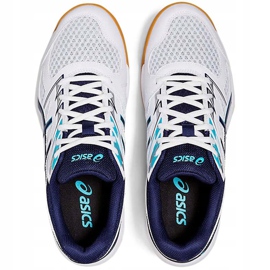 Asics Acics Upcourt 4 bianco e blu navy 1071A053 100 scarpe da pallavolo uomo 1