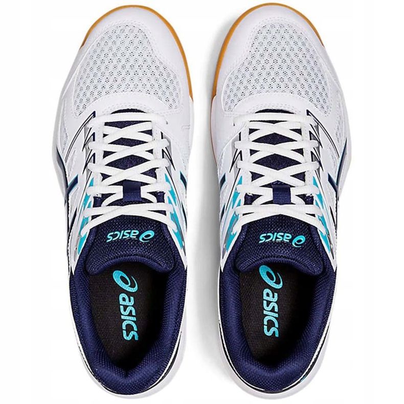 Asics Acics Upcourt 4 bianco e blu navy 1071A053 100 scarpe da pallavolo uomo 1