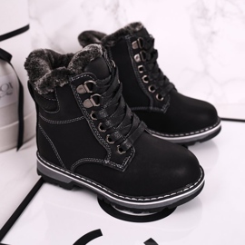 Trapper per bambini isolati con pelliccia Black Luke nero 2