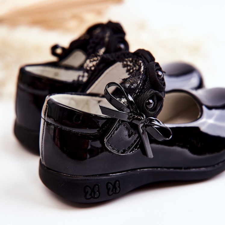 Apawwa Ballerine per bambini con Velcro Con Pizzo Nero Evelyn 2