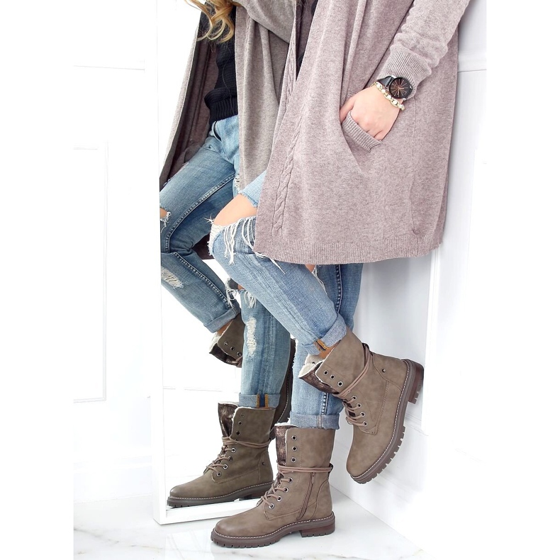 Lavoratori stringati beige scuro 4667 Khaki cachi 1