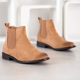 Ideal Shoes Stivaletti Chelsea in pelle scamosciata beige 1