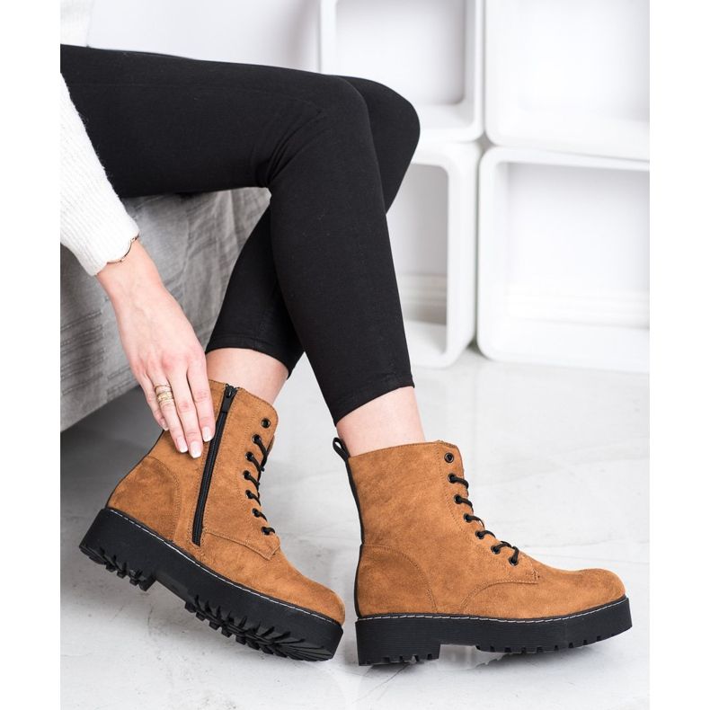 SHELOVET Trapper in pelle scamosciata sulla piattaforma marrone 1