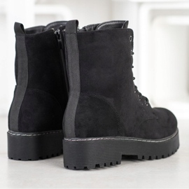 SHELOVET Trapper in pelle scamosciata sulla piattaforma nero 1