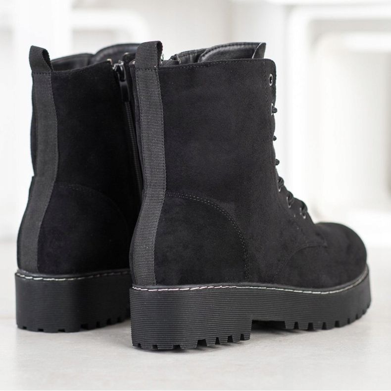 SHELOVET Trapper in pelle scamosciata sulla piattaforma nero 1