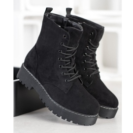 SHELOVET Trapper in pelle scamosciata sulla piattaforma nero 2