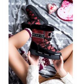 SHELOVET Stivali da neve lucidi alla moda nero rosso 1