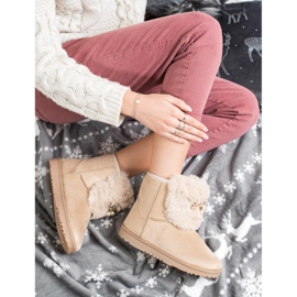 Queentina Mukluki caldo con ornamento beige 1