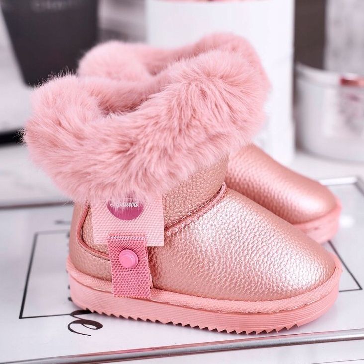 Apawwa Stivali da neve per bambini Marella rosa caldo con pelliccia 1