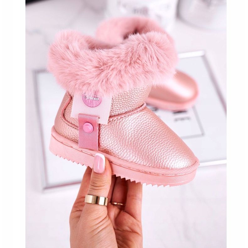 Apawwa Stivali da neve per bambini Marella rosa caldo con pelliccia 2