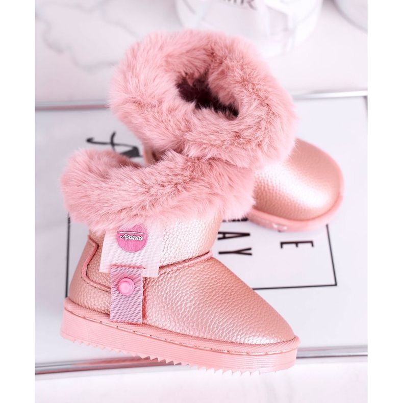 Apawwa Stivali da neve per bambini Marella rosa caldo con pelliccia 4