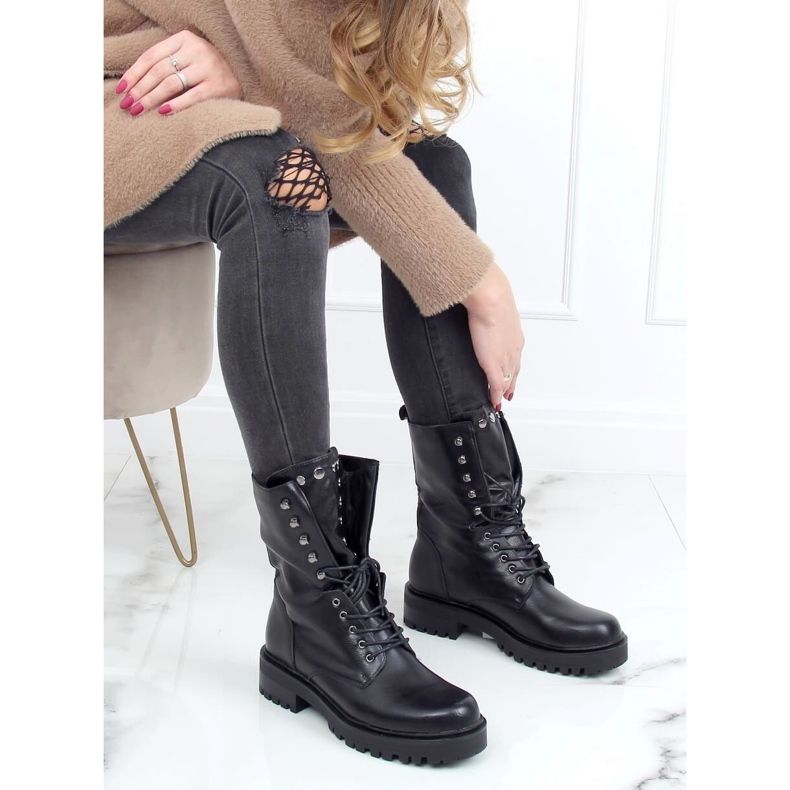 Stivaletti militari neri stringati NC1092 Black nero 1
