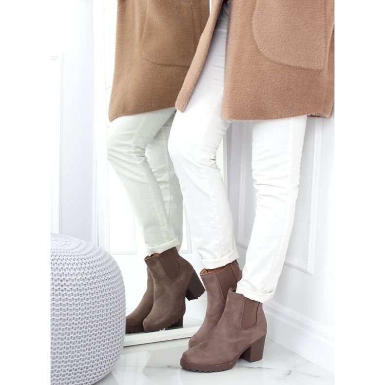 Stivaletti Chelsea con tacco largo, beige B2880FE-KB Khaki 2