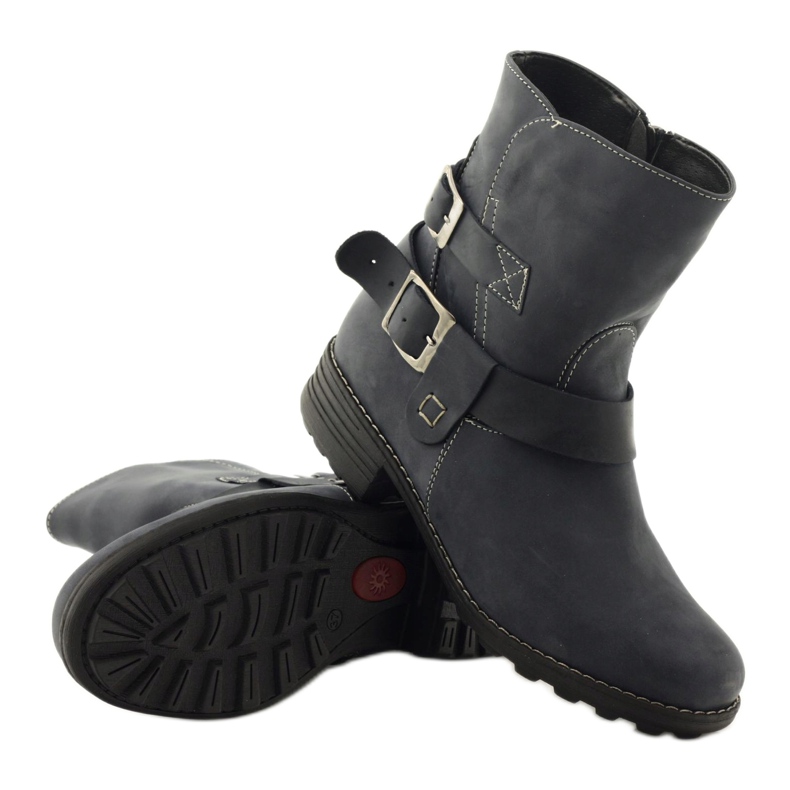 Gregors 544 stivali invernali da donna in pelle, colore blu navy 3