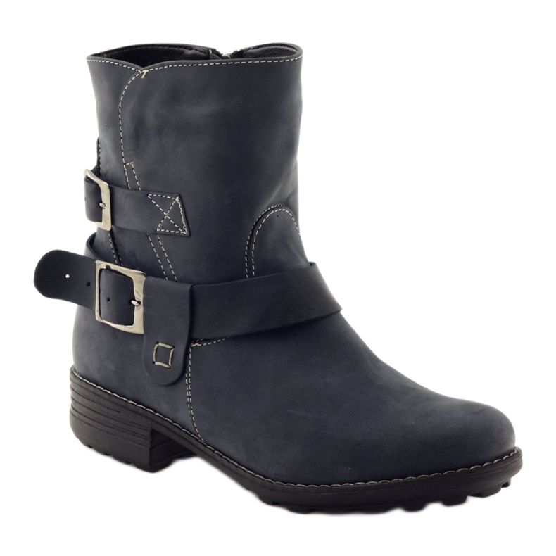 Gregors 544 stivali invernali da donna in pelle, colore blu navy 1